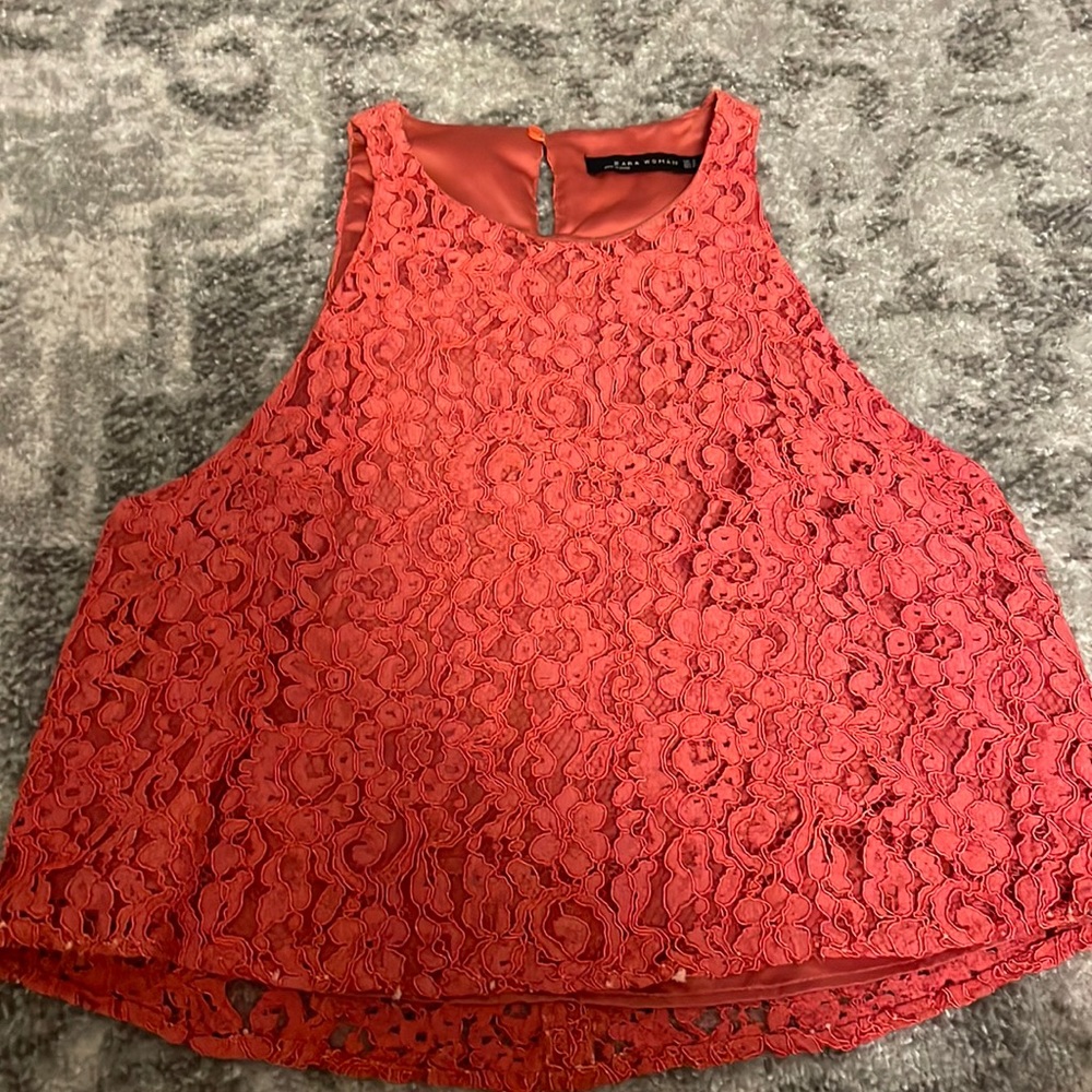 ZARA burnt orange lace overlay tank